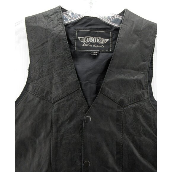 Unik Vest 42 Genuine Leather Jacket Motorcycle Western Snap Front * - Picture 2 of 11